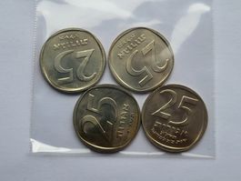 Israel 25 Agorot 1973-1974-1975-1976 Stgl