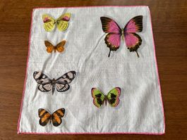 Taschentuch Schmetterling Muster weiss Grösse 27x27cm