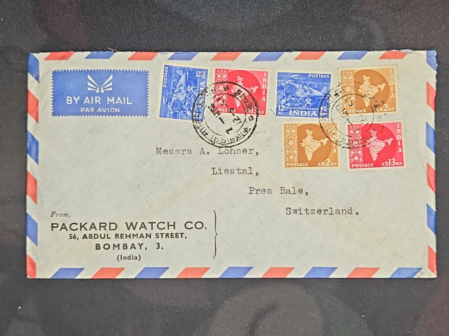 Tutti i francobolli: CL25 Enveloppe + Timbre Inde 1957 – Usato da Cousset venduto da Patrick_Collections