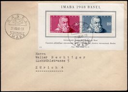 1943/48, IMABA- + Genf-Block je auf Brief, 170.-