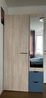 Kinder Kleiderschrank Holzoptik mit Spiegel und Schubladen
