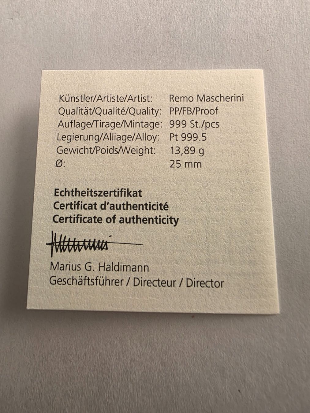 Alle Münzen: Pièce en platine 2022 – Neu und originalverpackt aus Concise von coolinvest 3