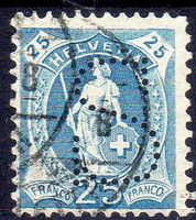 STEHENDE HELVETIA 25RP 93A MIT PERFIN ERHALT SIEHE SCAN -H77