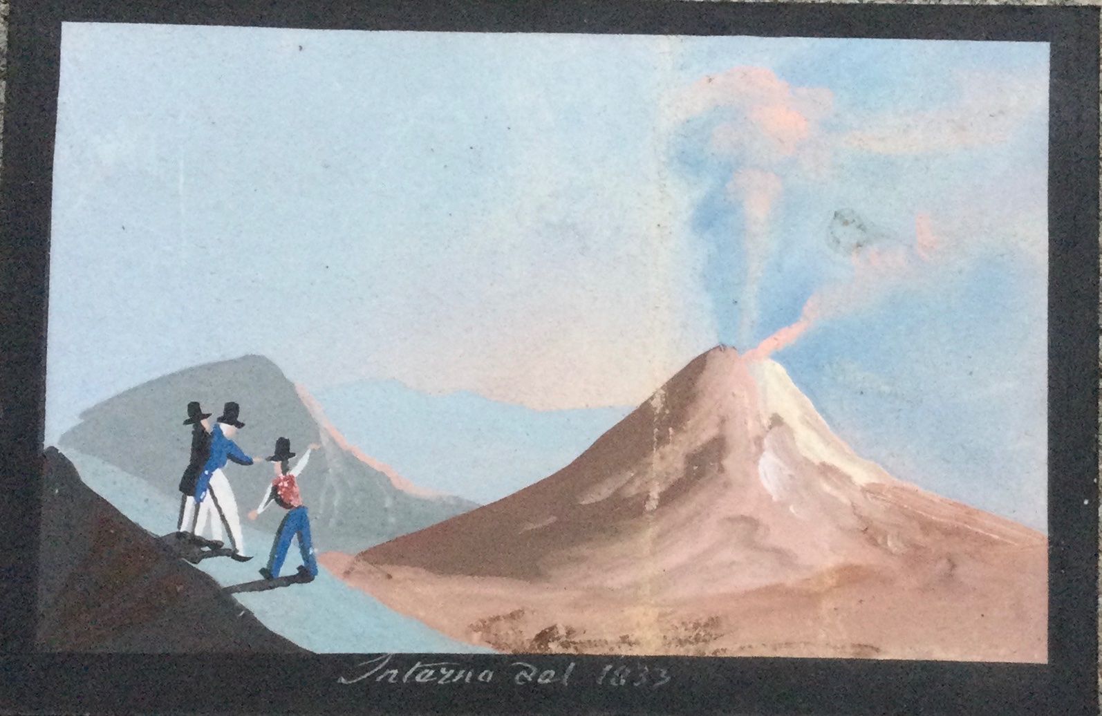 Gemälde: Antike Napoli Vulkan Gouache Gemälde – Gebraucht aus Root von  1