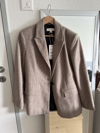 Zara Blazer, Grösse S, Beige Fischgratmuster - Neu!