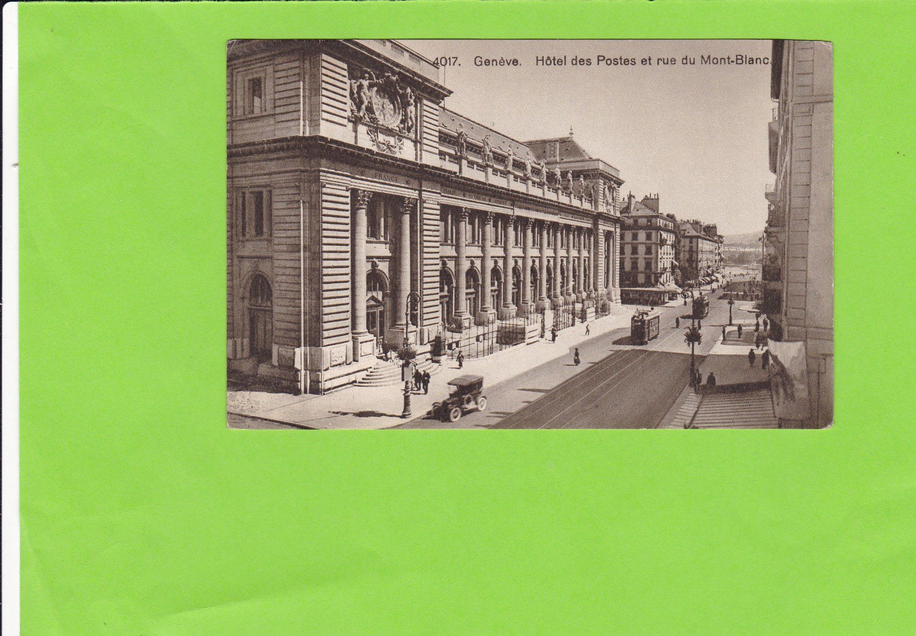 Cartoline postali: Genève-Hôtel des Postes-Tram-Oldtimer – Usato da St. Peterzell venduto da neckertal