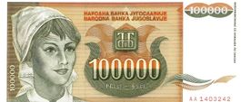 Yugoslavia 100000 Dinara 1993 P-118 UNZ