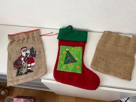 3 Nikolaus Säcke zwei Jute einer Stoff Santiglaus