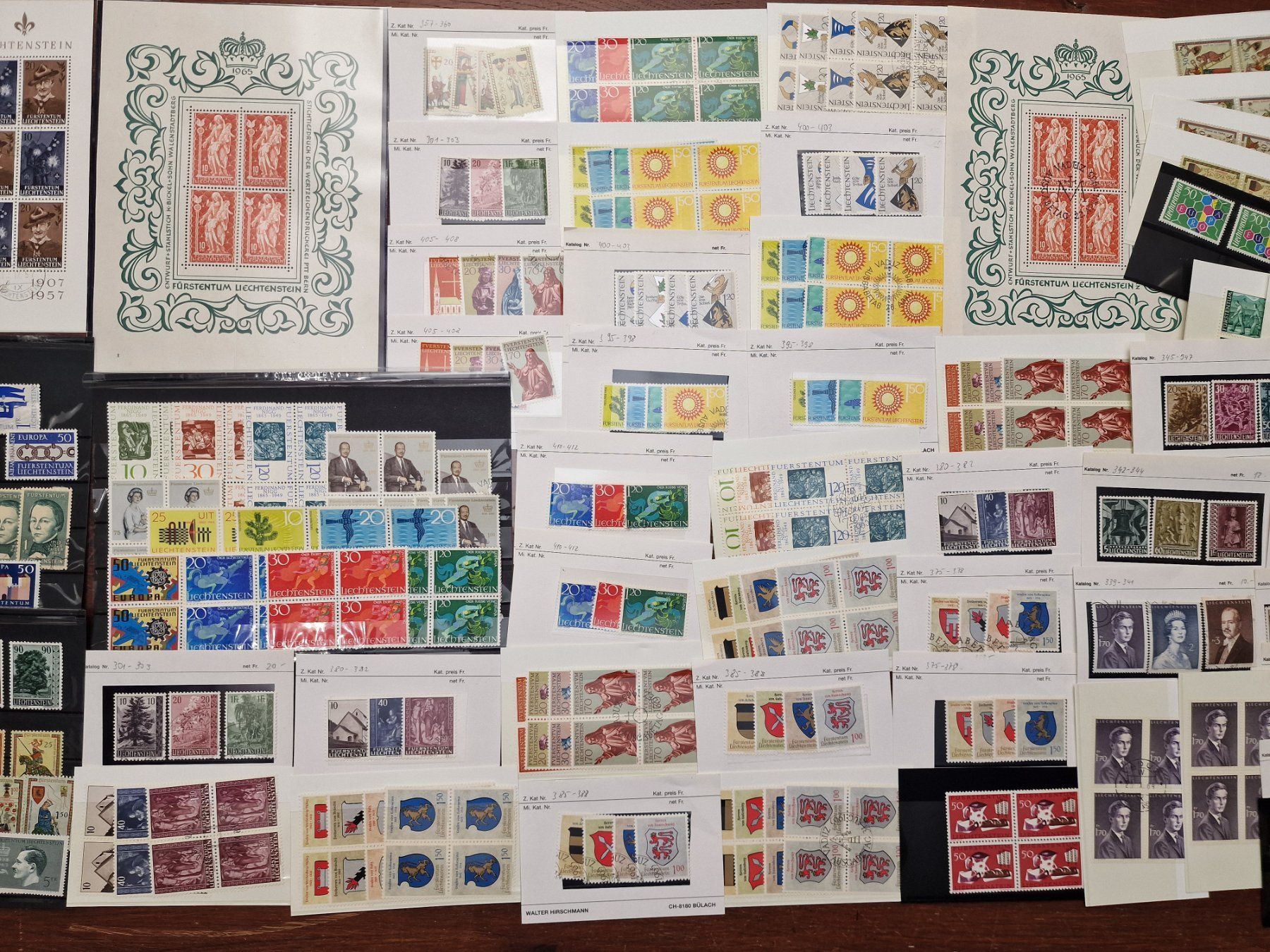 Tutti i francobolli: MEGA LOT FL 357-477 ** & o / einzel & 4-er Blocks + – Usato da Aesch LU venduto da briefmarken.uray 6