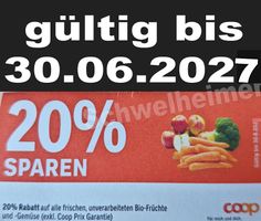 20% Rabatt bei Coop auf Früchte und Gemüse bis 30.06.2027