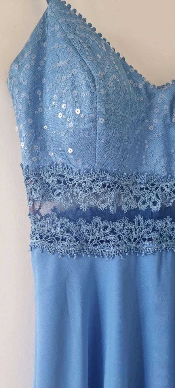 Vestiti: Festliches Kleid, hellblaues Kleid mit Spitze, Grösse 34 – Usato da spiez venduto da ram014 1