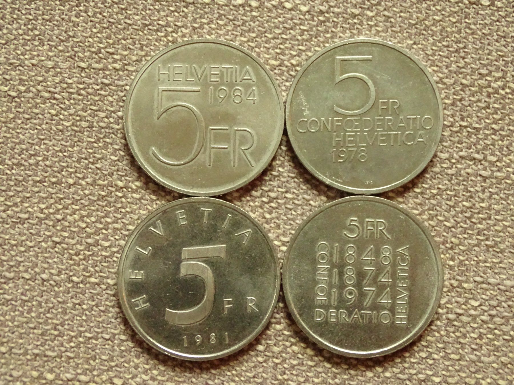 Alle Münzen: 4  x 5chf Sammlermünze 5 CHF – Gebraucht aus Hirzel von Musicman03