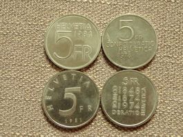 4  x 5chf Sammlermünze 5 CHF