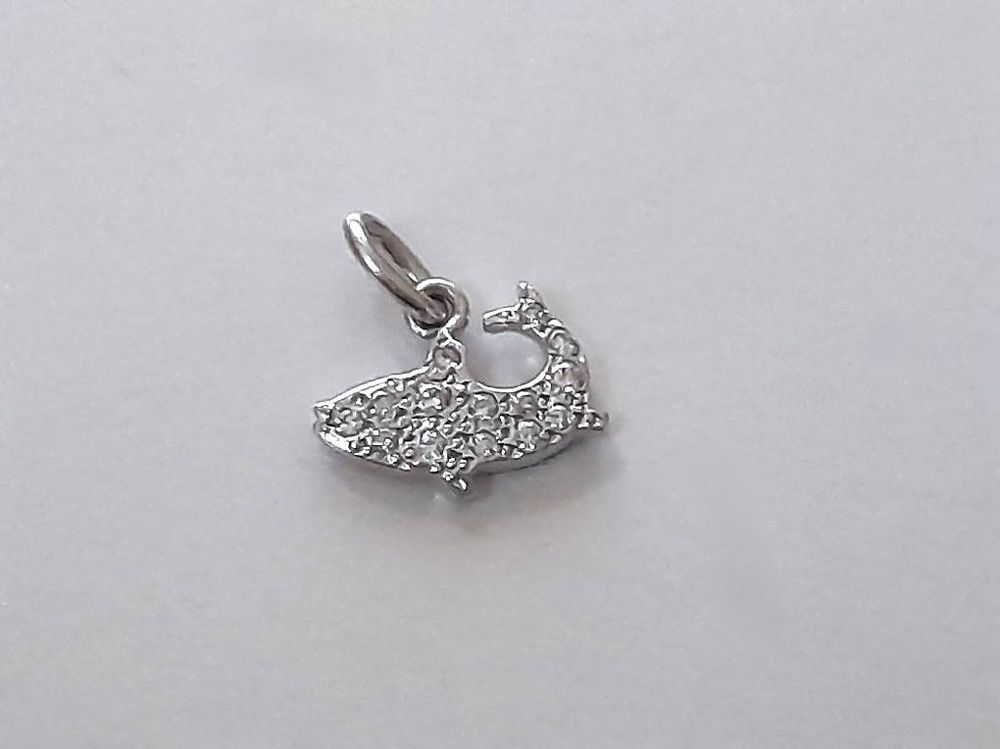CIONDOLO IN ORO BIANCO 18K, PERLA CON DOPPIO CONTRANELLO E CUBIC