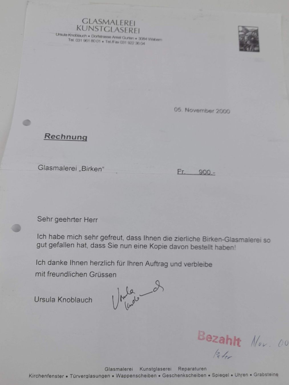 Foto & Immagini: Glasmalerei "Birken" (von Ursula Knoblauch) – Usato da Liebefeld venduto da Restwert_Liebefeld 2