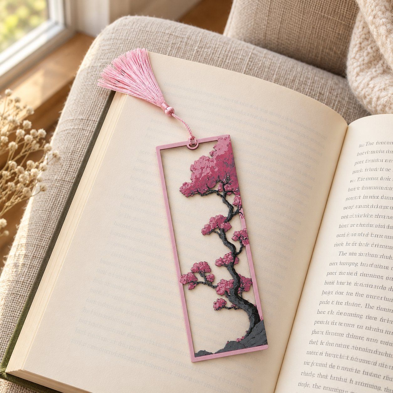 Altre raccolte & rarità: Lesezeichen Kirschblüten mit rosa Quaste – Nuovo e nell'imballaggio originale da Winterthur venduto da Printfusion 3
