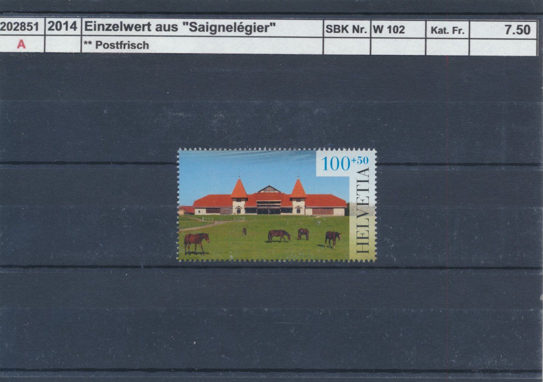 Tous les timbres: 2014 Einzelwert aus Block "Saignelégier", ** postfrisch – Neuf (Voir description) à Winterthur par Zupogeru