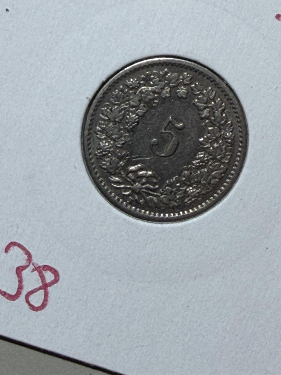 Tutti le monete: CH - 5 cts - 1938 – Usato da Payerne venduto da Mike1682