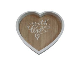 Tablett aus Holz Herzförmig 24 cm / Deko