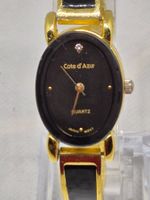 Damenarmbanduhr von der Côte d'Azur, Schwarz und Gold ✨