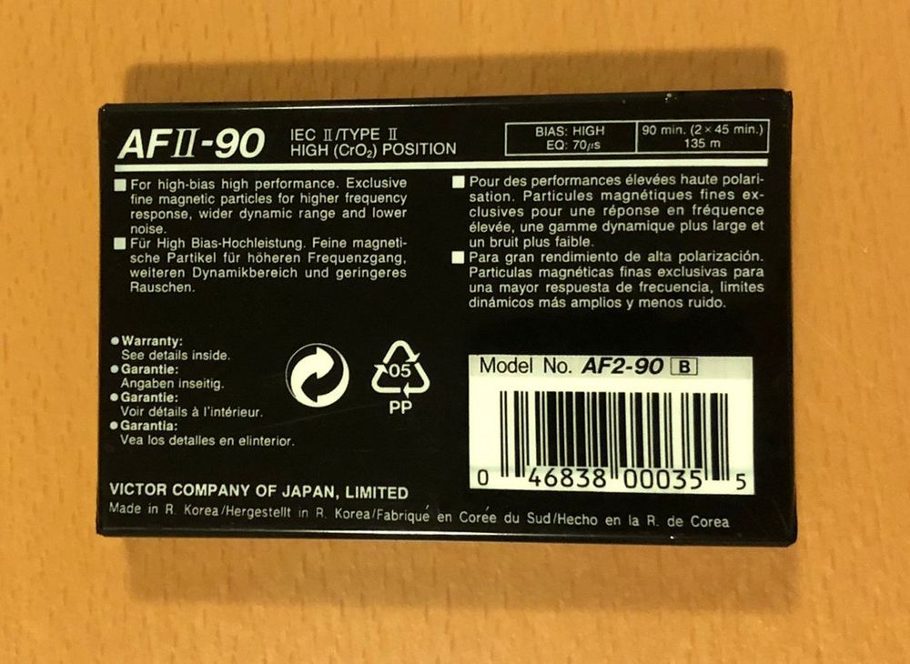 Musikkassette JVC AF2 90 min CrO2 neu + ungeöffnet 2