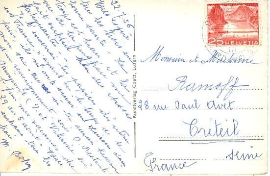 Cartoline postali: Unterseen + 1956 – Usato da Emmenbrücke venduto da teestube 1