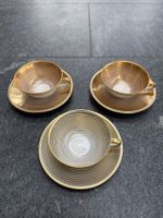 3 Vintage Kaffeetassen Espressotassen 1940, Weimar, Goldrand