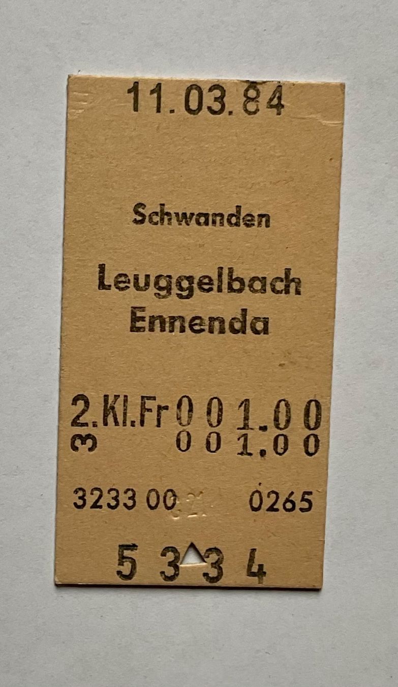 Biglietti: Altes Billett aus Karton von 1984 – Usato da Endingen venduto da nathan05