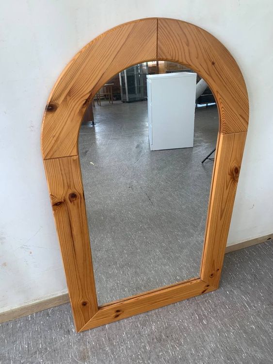 AAZZKANG Wandspiegel 50x40 Cm – Rustikaler Bogenspiegel Mit Holzrahmen, Weiß, Bauernhaus-Stil