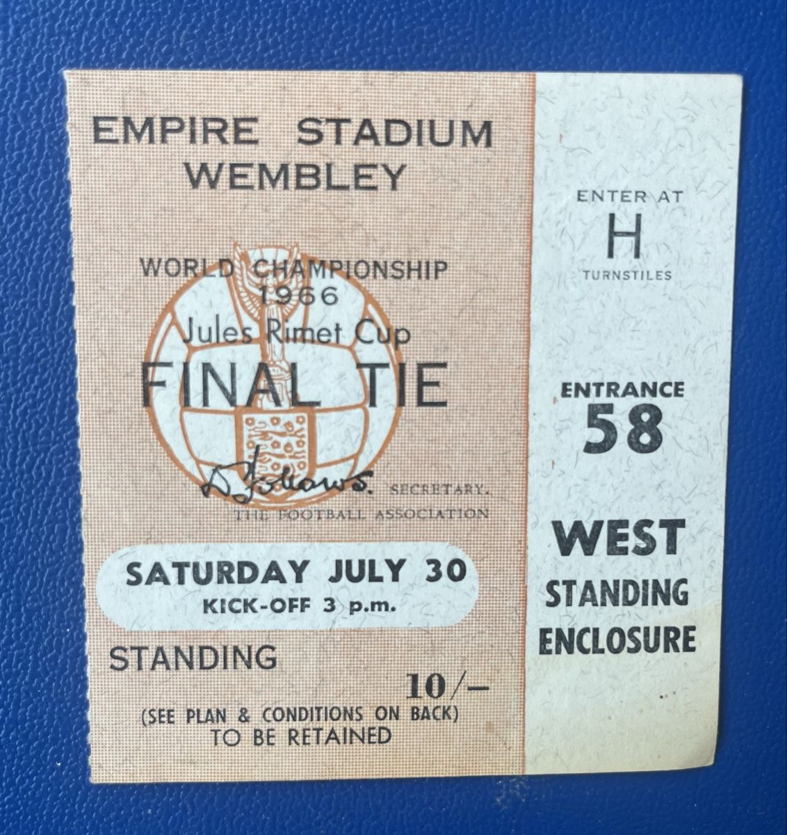 Billets: FUSSBALL WM ORIGINAL FINAL TICKET 1966 – D'occasion à Münchenstein par tschepo64