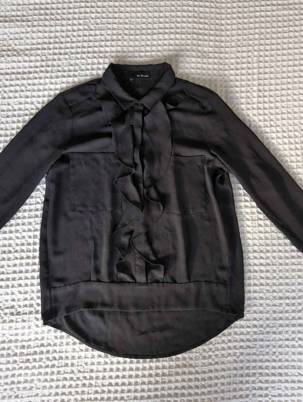 Kooples Camicette: The Kooples Black Ruffle Blouse - XS - Polyester – Usato da Glis venduto da livespringly