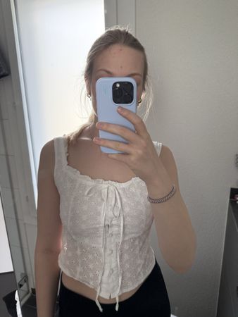 Sommerliches Lochstickerei Top, Weiss, Grösse 36/S, Neu!