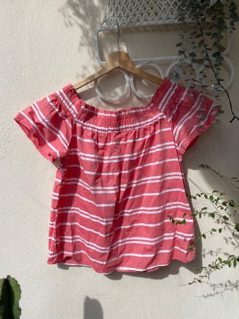 Haut rayée corail blanc taille M bon état
