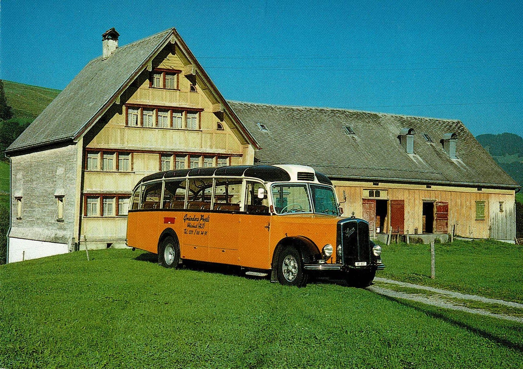Cartoline postali: Ansichtskarte Postauto A. Gmünder Postli Weissbad – Usato da Ebmatingen venduto da desalli