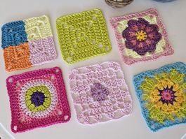 6 Häkel Coaster Glas Untersetzer Granny Mix 1 Tischdeko