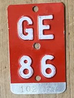 GE 86 - PLAQUE DE VELO - VELONUMMER - FAHRRADSCHILD - GE 86