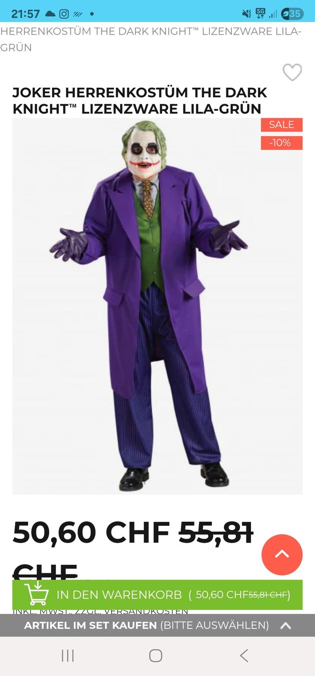 Costumi: Joker Kostüm – Nuovo (secondo la descrizione) da Winterthur venduto da Winti1993