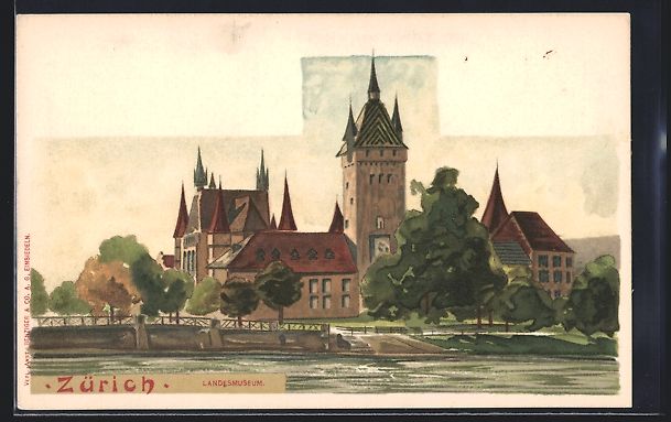 Cartoline postali: Zürich, Landesmuseum um 1900 – Usato da Berlin venduto da bartko-reher