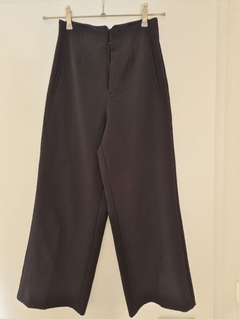 Zara High Waist Wide Leg Stoffhose Schwarz Gr. S