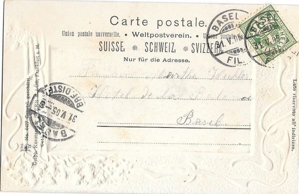 Cartoline postali: Basel Rheinansicht Prägekarte – Usato da Olten venduto da clotaldi 1