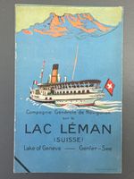 Lac Léman Genfersee / Litho-Prospekt Genf Genève Dampfschiff