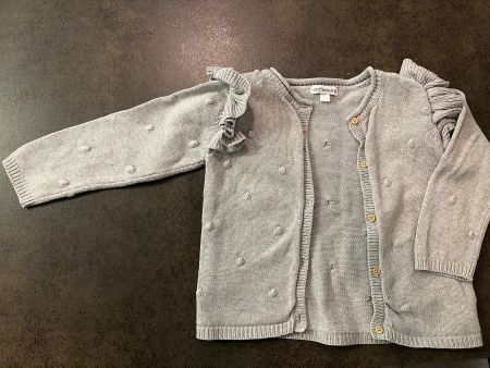 Strickjacke Vertbaudet grau mit Rüschen; Gr. 86