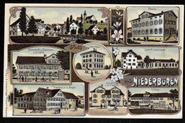 Niederbüren Lithografie 8 Bilder Engel Kreuz Schäfle Fabrik