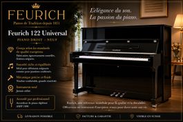 Feurich 122 noir poli instrument 100% neuf garanti