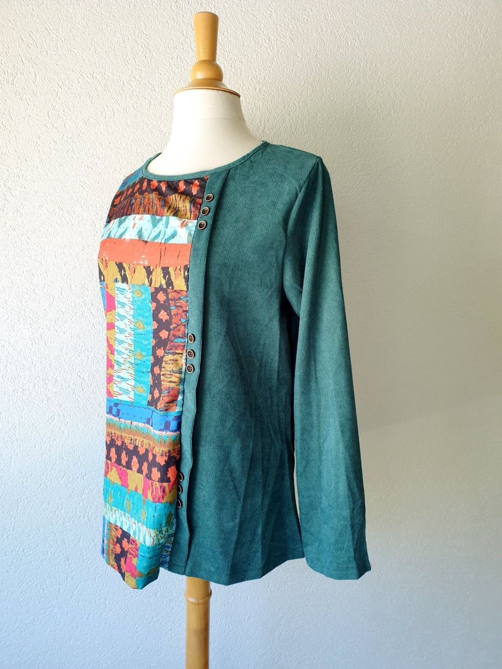 Maglioni & Felpe: PULLI PULLOVER PETROL UND BUNT M 38 VINTAGE STYLE CORDSTOFF – Nuovo (secondo la descrizione) da Elsau venduto da the-colorful-side 4