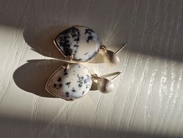 🦓Hübsche Ohrstecker mit Dendritenopal Silberfassung 925🦓