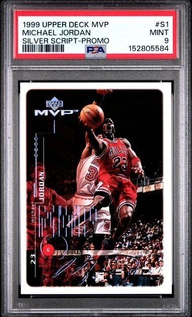 Jordan Sammelbilder & Trading cards: 1999 Upper Deck MVP-Michael Jordan-Silver Script-Promo PSA 9 – Neu und originalverpackt aus Dorénaz von swisskid_cards