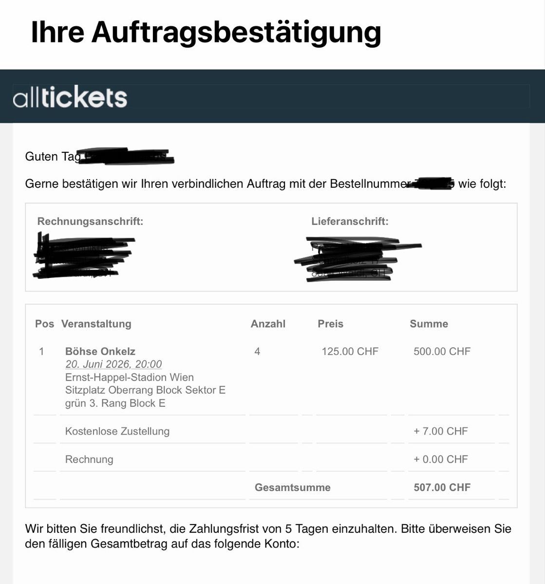 Biglietti: Onkelz Tickets 4stk sonderpreis – Nuovo e nell'imballaggio originale da Wäldi venduto da Pami1995 1