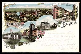 Litho Brugg, Hauptstrasse, Kaserne, Land