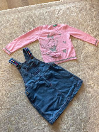 Benetton Set: Jeanskleid & Pulli, Grösse 80-86, Top Zustand!